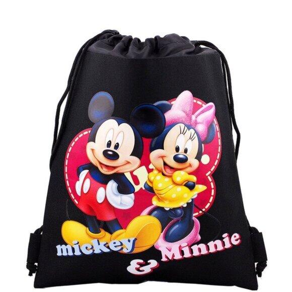 Disney Mickey & Minnie Mouse Black Drawstring Backpack - Picture 1 of 4